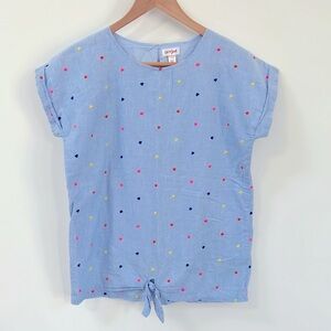 Cat & Jack Sz. XL 14/16 embroidered hearts Blue shirt Valentine’s Day